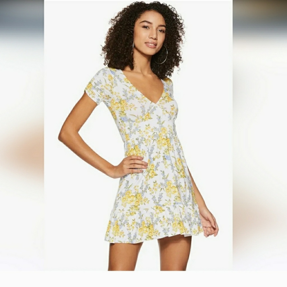 Floral Yellow and White Dress
